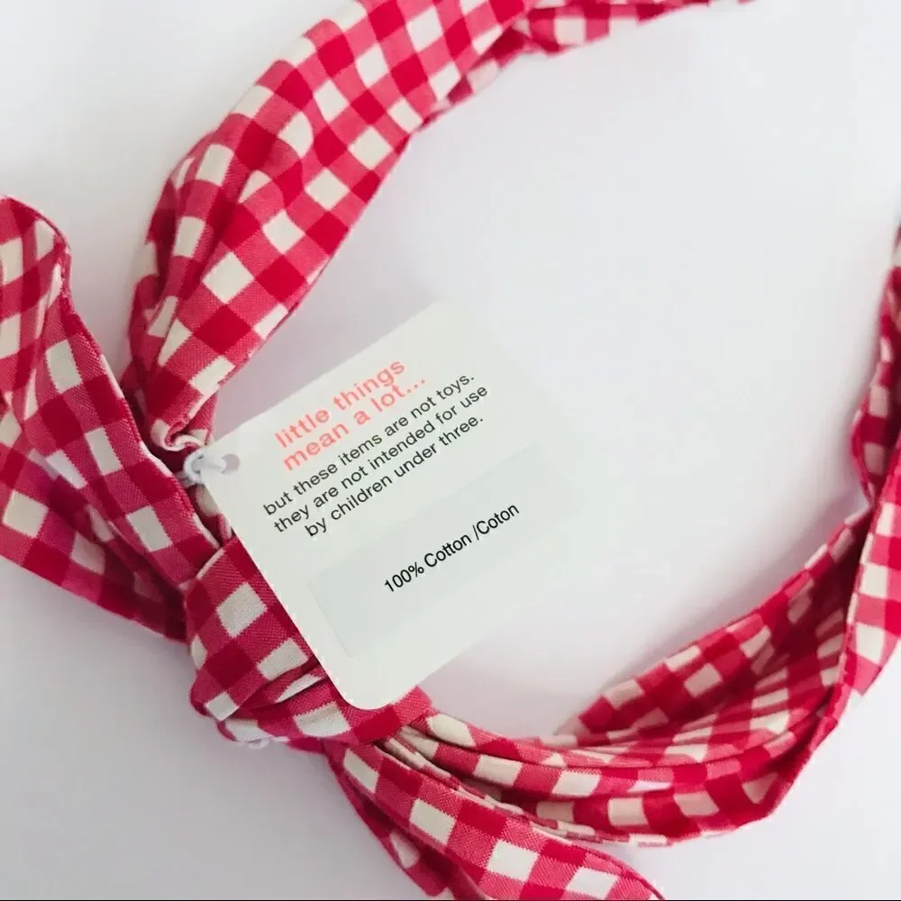 New! J. Crew Crewcuts Girl’s Red Gingham Bow Tie Headband